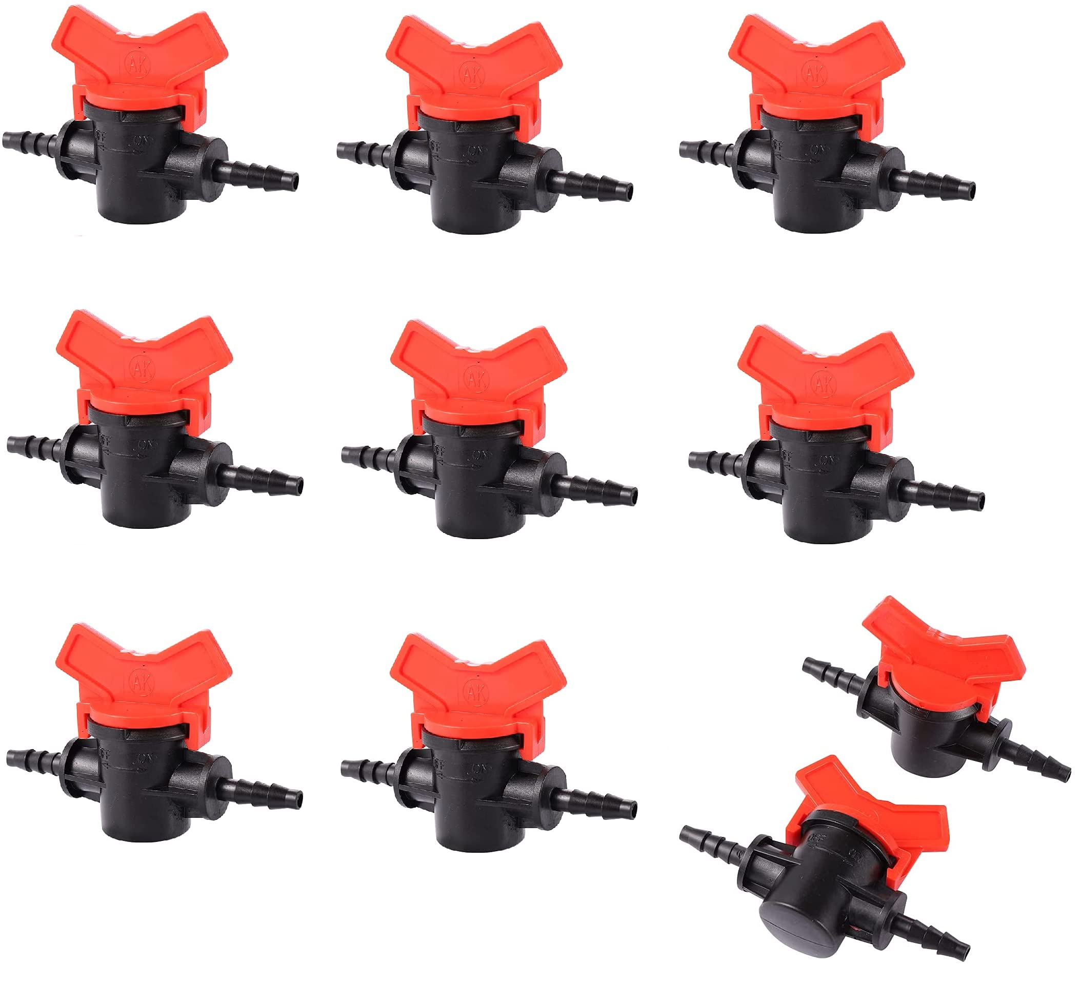 Tigerlily Enterprises 10PCS 4mm Inline Shut Off Valves – Barbed Tap Connectors for 4/7mm Hose – Plastic Water Flow Control for Garden, Aquarium & Agricultural Drip Irrigation Systems