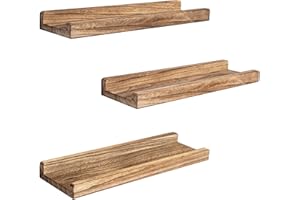 Emfogo Floating Shelves Wall Mounted, 16.9 x 4.3 inch Farmhouse Wood Wall Shelf Ledge Floating Shelf Set of 3 for Entryway, B