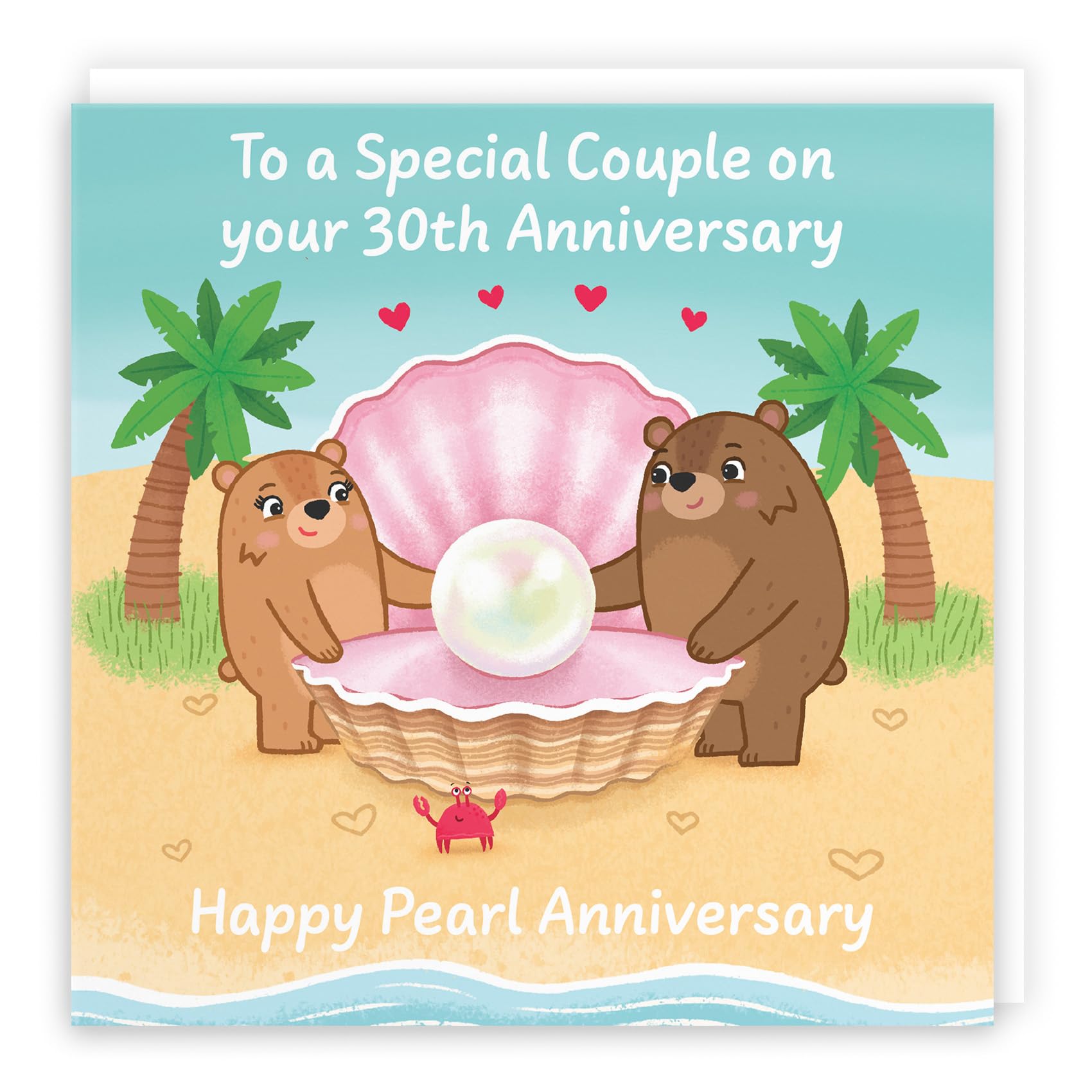 Hunts England - Couple 30th Anniversary Card - Pearl Anniversary - 30 Years - Cute Fun Bears Card - Love Story Collection