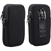 Dual Layer Universal Neoprene Cell Phone Sleeve, Zip Wallet Belt Loop Holster for iPhone 16 Plus 17 Pro Max 16 Pro Max 15 Pro Max XR XS Max Google Pixel 8 Pro 7 Pro 6 6a OnePlus 12 (Black)