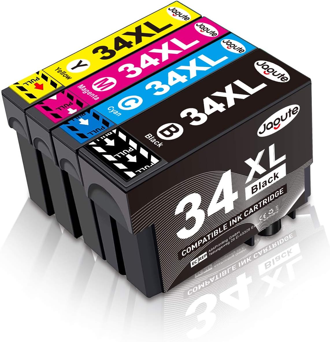 Jagute 4-Pack 34XL Ink Cartridges Replacement for Epson 34XL 34 XL Ink Cartridges Compatible with Epson WorkForce Pro WF-3720DWF WF-3725DWF WF 3720 WF 3725 WF-3720 WF-3725 WF3720 WF3725 WF3720DWF