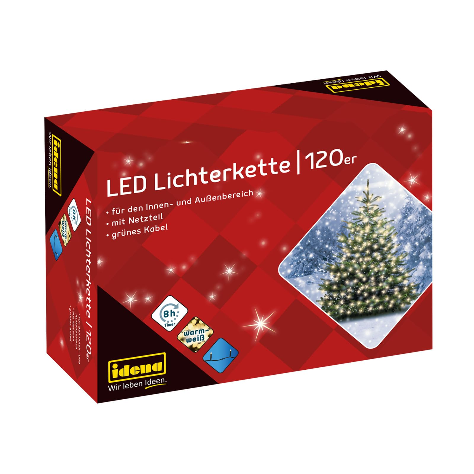 Idena 8325097 Fairy Lights 120 LEDs 20 m Outdoor Solar Warm White