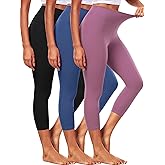 CADMUS Women's Capri Leggings with Pockets High Waisted Stretch Yoga Pants Workout Exercise