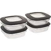 Rubbermaid Premier Food Storage Container, 3 Cup, Grey (4 Pack)
