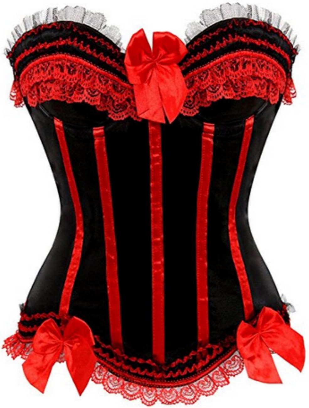Amazon.com: Beverla Women's Waist Cincher Lace up Trim Corset Overbust Waist Cincher Bustier Top 