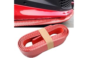 EOHMAK Car Front Bumper Protector Self-Adhesive Auto Splitter Body Spoiler Skirt Rubber Bumper Lip Trim Spoiler 2.5M/8.2ft(Carbon Fiber red)
