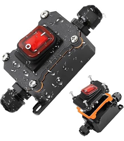 Outdoor Light Switch, SuperInk 2 Gang 2 Way Double IP66 Waterproof Outdoor Light Switch, SPDT, 3