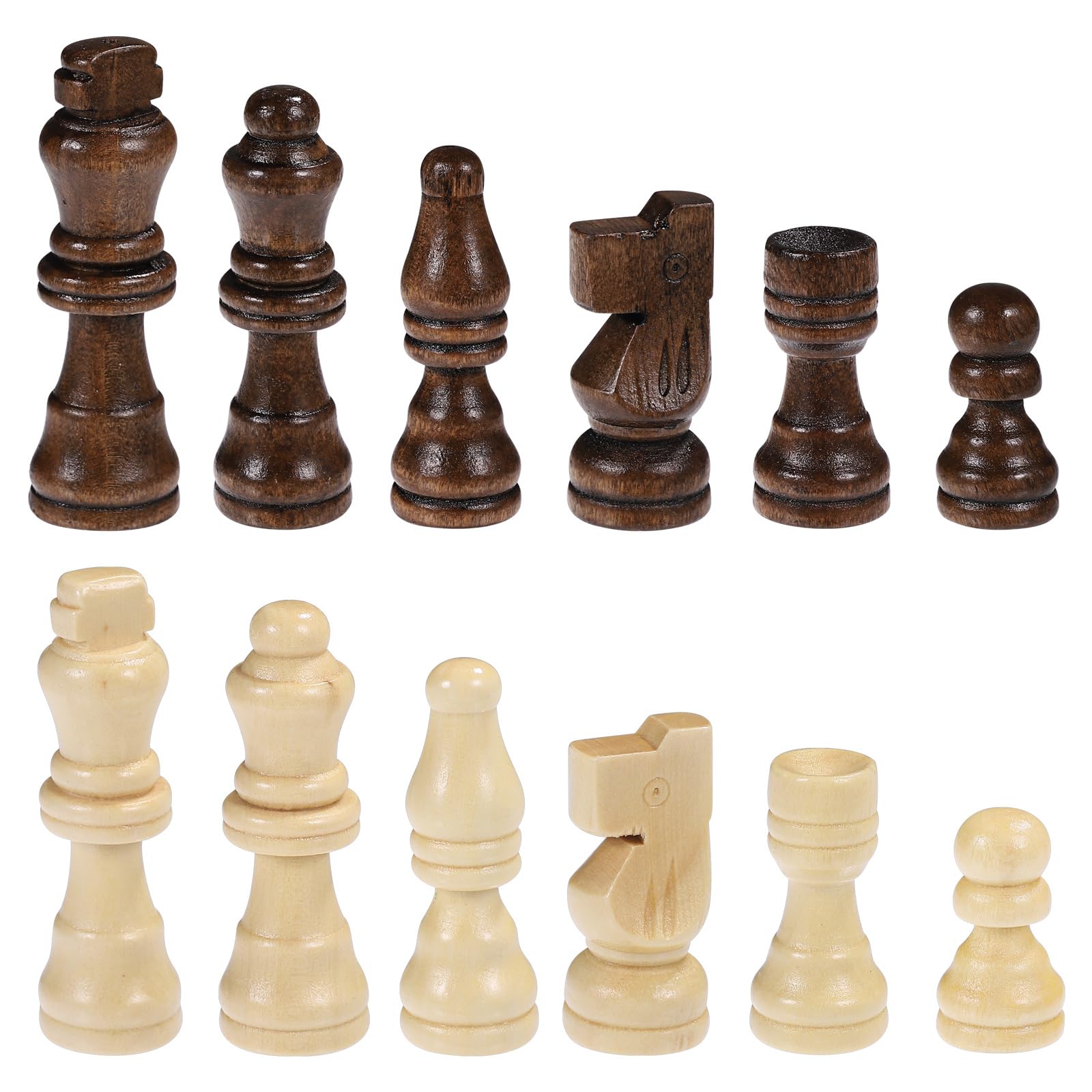 NUOBESTY 32pcs Wooden Chess Pieces Staunton Chessmen Pieces No Board 2.5 Inch