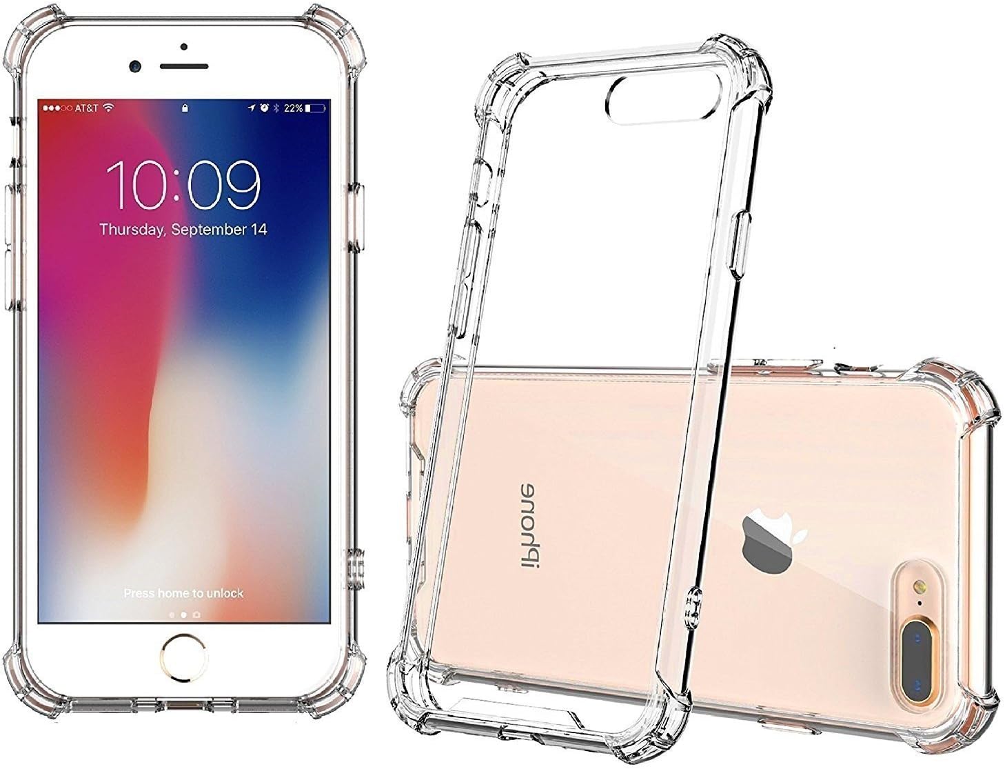 Apple iPhone 7/8 Plus Case, Aipoxo [Air Cushion] [Shock-Absorption] TPU Shockproof Case for iPhone 7 Plus (2016)/iPhone 8 Plus (2017) - Clear
