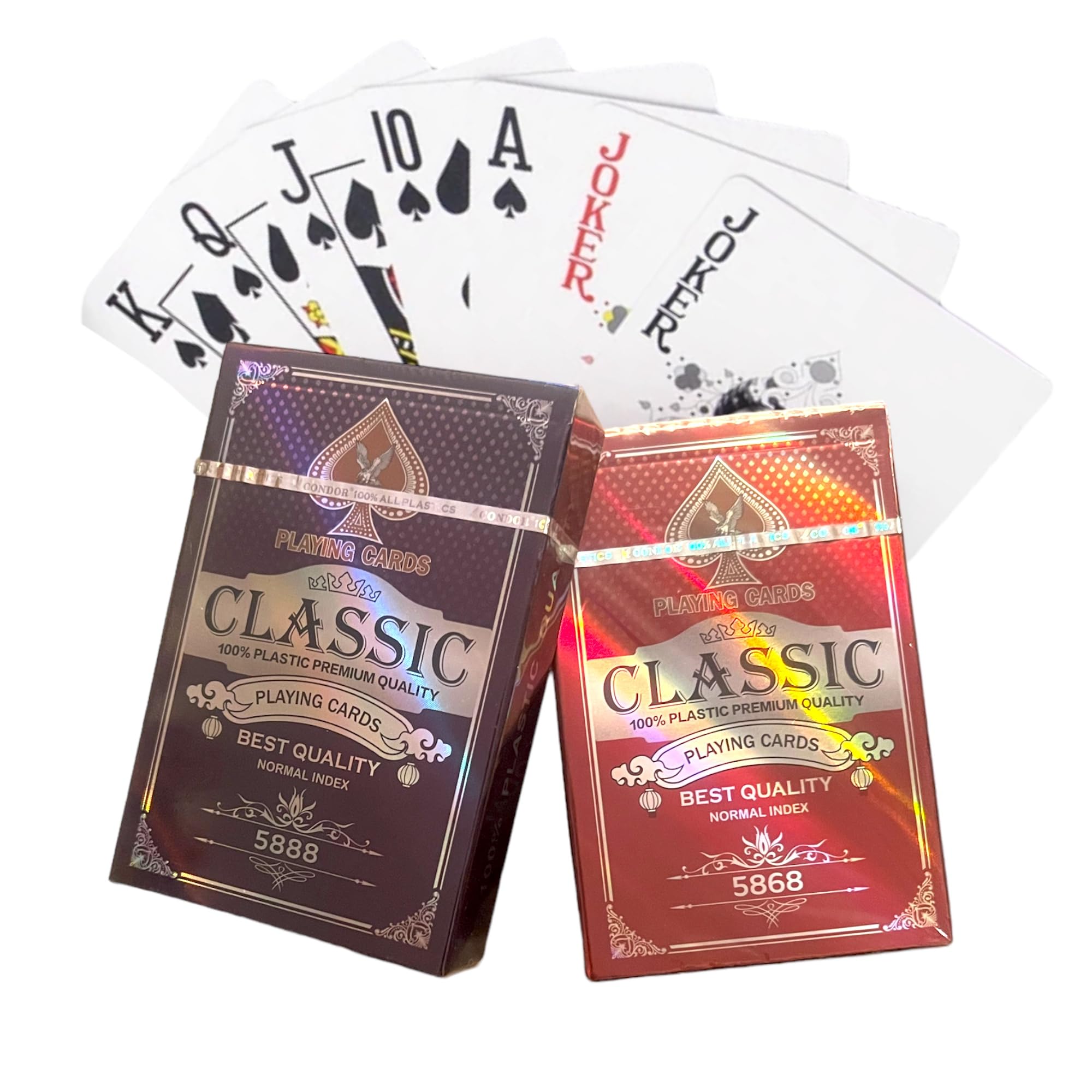 Bells Box Classic Playing Card - Waterproof Plastic Coated Playing Cards - 1 & 2 Decks - Premium Quality Game Gift Playing cards (Pack of 2 x Red & Blue (Star & Tile))