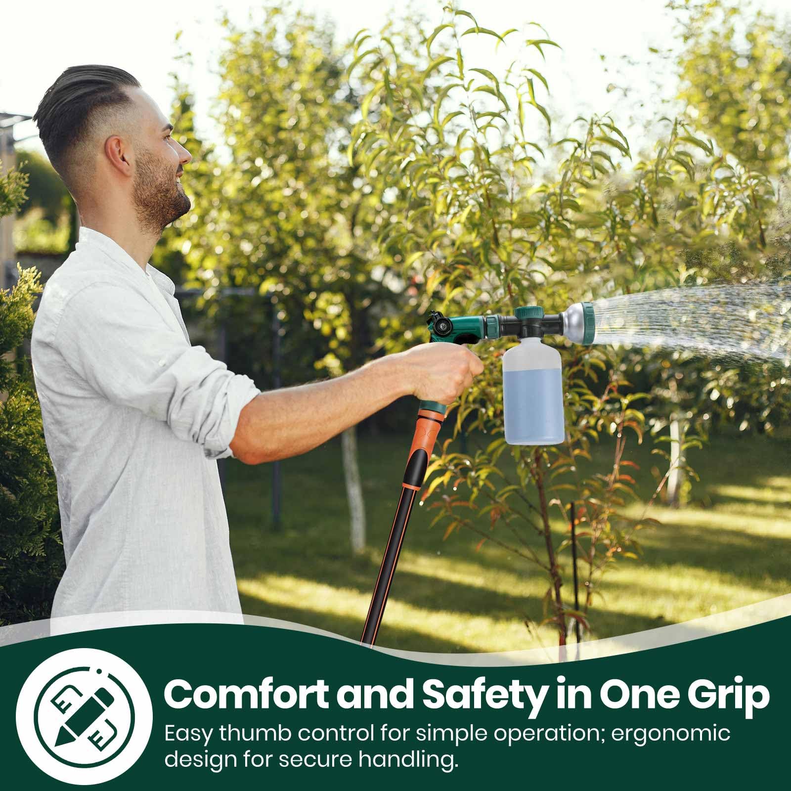 VENETIO 8-Dial Lawn and Garden Feeder Pro with Quick Connect Fittings for Uniform Fertilizing & Watering Plants | Precision Hose Nozzle Sprayer for Liquid Fertilizer, Car/Dog Wash Soap, 16oz Bottle