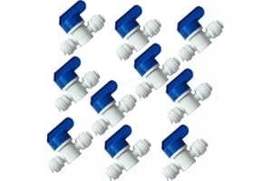 Lemoy Equal Straight OD Tube Ball Valve Quick Connect Fitting 1/4-Inch by 1/4-Inch OD Valve Start RO Water System (Pack 10) (
