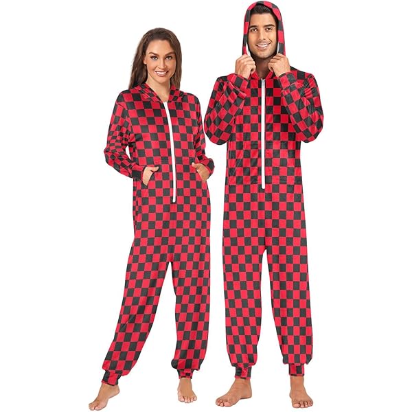 Adult Onesie Family Buffalo Plaid Onesie Pajamas AND PET BANDANA