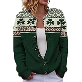 St Patricks Day Sweater Women Shamrock Irish Knit Cardigan Sweaters Long Sleeve Plus Size Casual Lightweight Outfit
