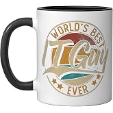 Worlds Best IT Guy | Computer IT Nerd | Tech Support Ceramic Mug, Black/White, 11oz