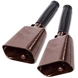 Deke Home - 2 Pack 7 Inch Steel Cowbells with Handle, Loud Noise Makers for Football, Sports, Parties, Competitions, School Spirit & Safety, Large Hand Bell for Cheering & Percussion Instrument