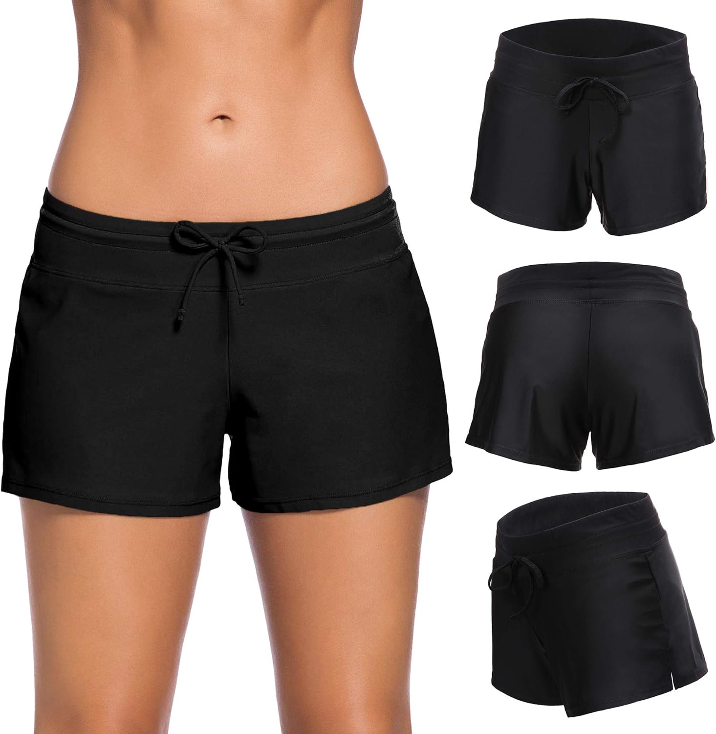 Women Sports Swimsuit Bottom Side Split Shorts Bikini Tankinis Swim