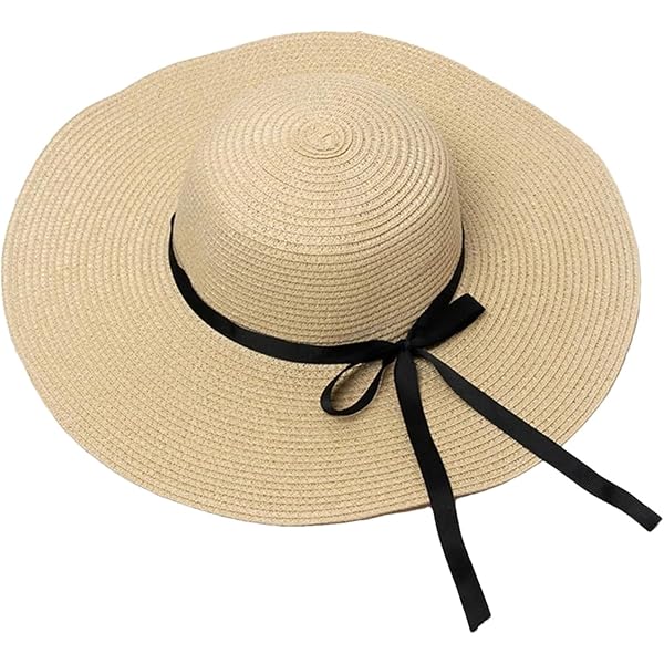 Amazon.com: Women Solid Color Wide Brim Sun Protection Straw  display picture 2