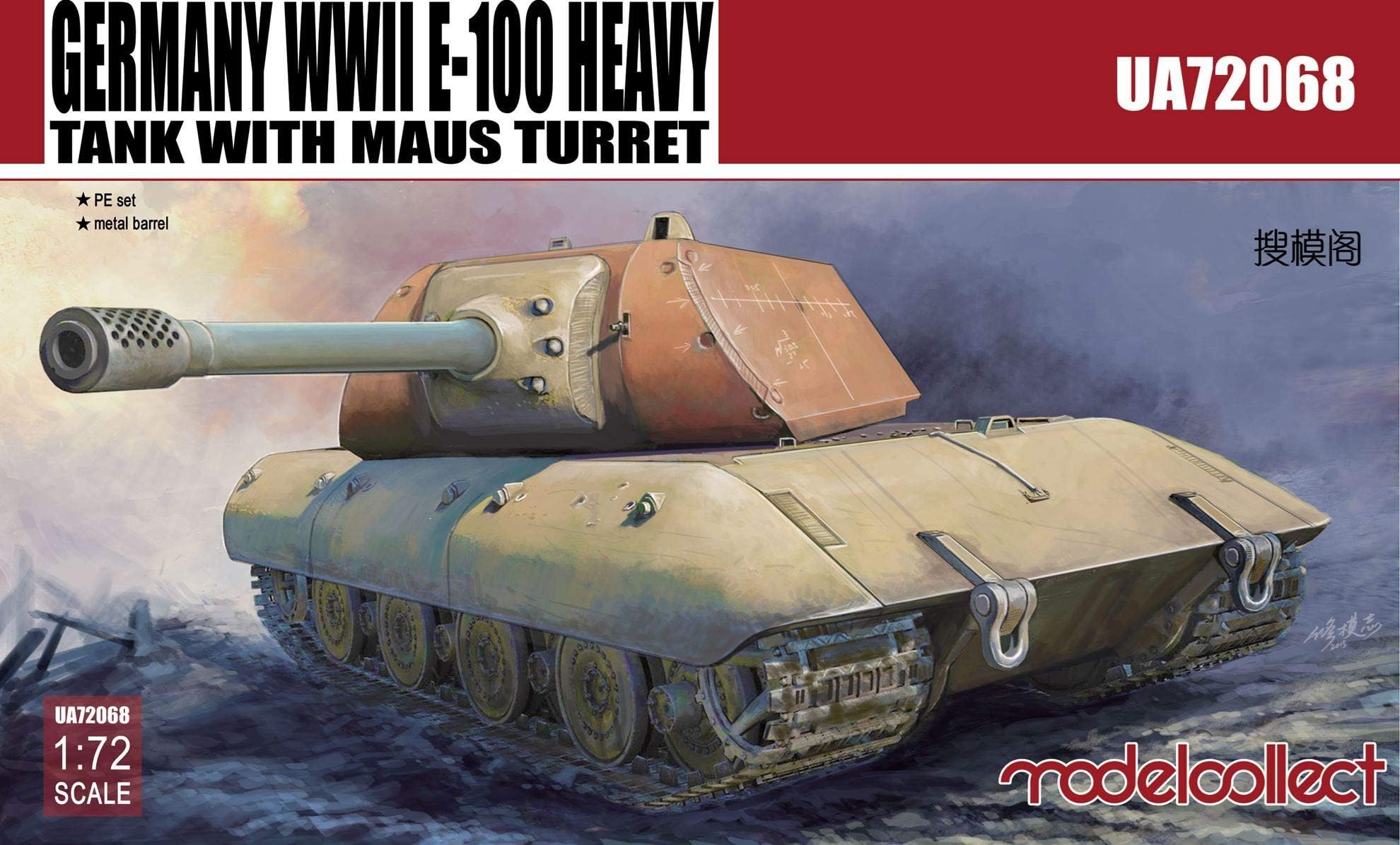 Modelcollect MOC72068 1:72 German WW2 E-100 Heavy Tank with Mouse Turret [Model Building KIT]