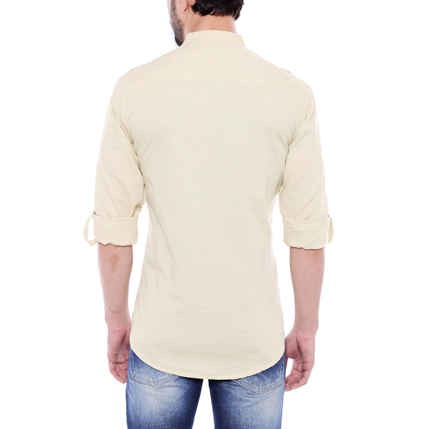 dennis lingo men's solid sky blue linen casual shirt