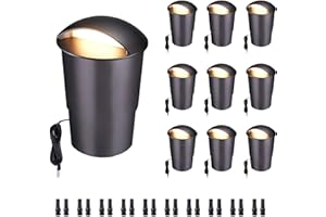 Varmtalys Low Voltage Inground Landscape Lights - Outdoor Soft White & Bright White 5 Selectable Colors Turret Top Well Light, LED in-Grade Fixture, ORB Aluminum for Path Yard Floor 3W 170LM 10 Pack