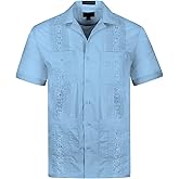 OmegaTux Cuban Guayabera Short Sleeve Shirt, Wedding Cigar Beach Bartender Casual