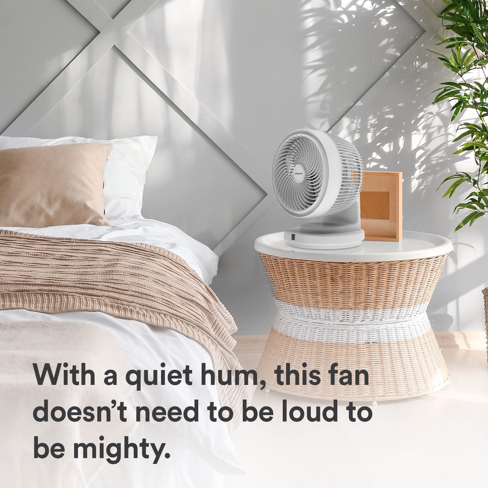 Everdure 9” Oscillating AC Desk or Table Fan, Remote Controlled, 4 Speed Settings, 2 Wind Modes, Targeted Airflow Control, Portable, Perfect for Bedroom, Living Room, Home Office, Black