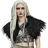 Women Faux Fur Shawl Shrug Queen Viking Halloween Cosplay Shoulder Wrap Collar Scarf Cape Medieval Costume Cloak