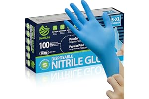 SWIFTLITE Nitrile Gloves, Food Safe Disposable Gloves Latex Free, Blue Rubber Gloves Powder Free for Cooking and Cleaning