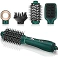 IG INGLAM Hair Dryer Brush, 4-in-1 Detachable Blow Dryer Brush, Ionic Diffuser Hair Dryer & Styler Volumizer with Oval Titanium Barrel, One-Step Hot Air Blowout Brush, Updated Push Switch, Dark Green