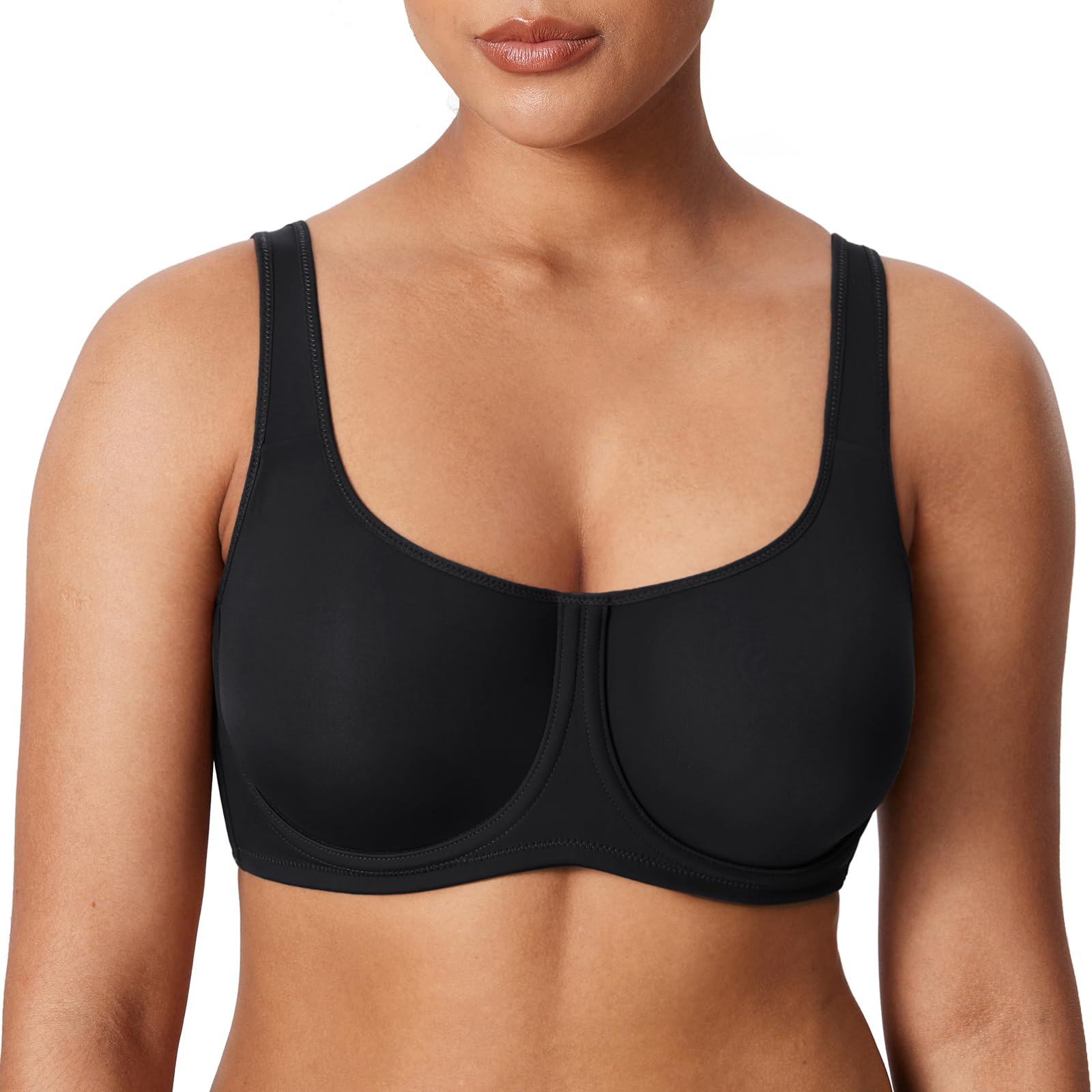 Photo 1 of (36DD) (USED/FAIR) DELIMIRA Women's Confishape Full Coverage Bra Plus Size T Shirt Supportive Underwire Unlined Comfortable Bras Black - Unlined 36DD
