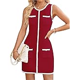 ZESICA Women's 2026 Summer Sleeveless Mini Dress Elegant Crewneck Button Knit Bodycon Bussiness Office Short Dresses