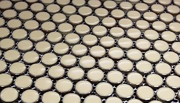 Penny Round Tile Creamy Porcelain Mosaic Gloss For Bathroom Floors