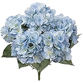 Blue Hydrangea Artificial Flowers Large Artificial Hydrangeas Silk Flowers for Home Decor Indoor Wedding Flowers Bouquets Faux Flowers Kitchen Centerpiece Table Decorations
