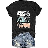 Towilliamsnya Women's T Shirts Short Sleeve Shirt Cute Graphic Tees Loose Casual Summer Tops