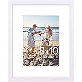 decorUhome 8x10 Picture Frame, Display Pictures 5x7 with Mat or 8x10 without Mat, Wall & Tabletop Display Photo Frame, White, 1 Pack