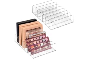CEBRABOUNZE Makeup Palette Organizer2 Pack Acrylic Eyeshadow Palette Pallet,6.7x4.9x1.6 in 7 Sectons BPA-Free Make Up Blush,Contour Storage Holder Cosmetic Eye Shadow Display Stand Clear Rack Vanity Holder(Clear)