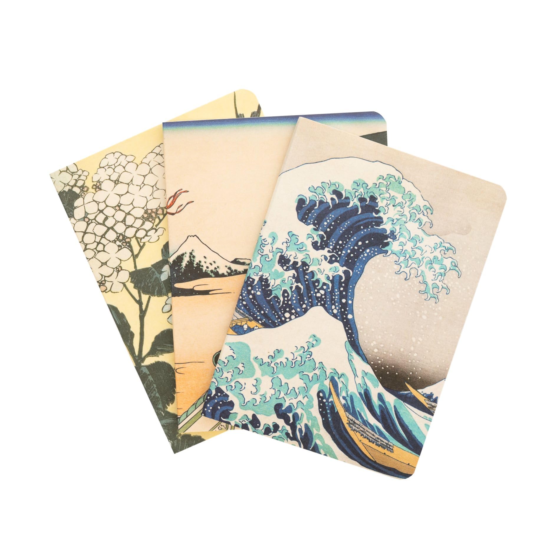 Grupo Erik A6 Notebook Set - Hokusai | 3 A6 Notebooks - Lined, Plain, Dotted - 32 sheets (64 pages) | Japanese Notebook, Cute Stationery Gifts Under 10 Pounds