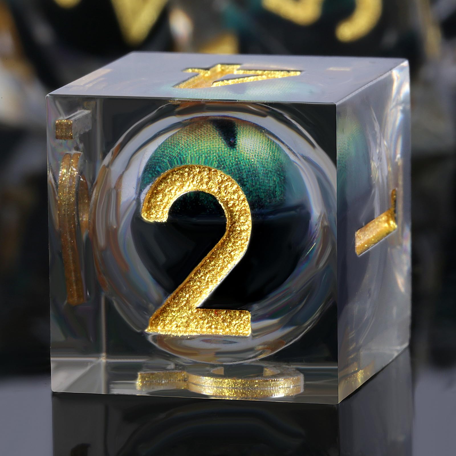 Dragon Eye Resin DND Dice DNDND Sharp Edge Resin D&D Die with Gift Case for Dungeons and Dragon Game (Green Dragon Eye) — image 1