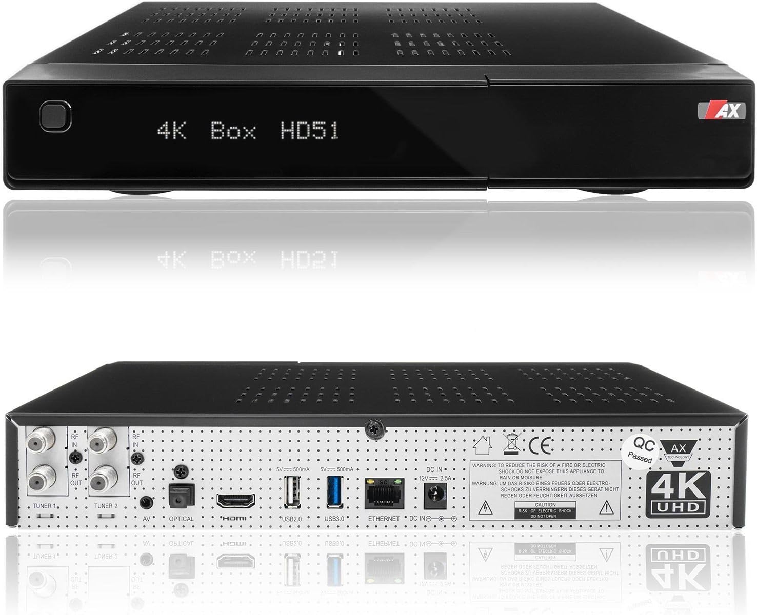 AX 4K Box HD51 UHD 2160P E2 Linux 4K Satellite Receiver (Model 2018)