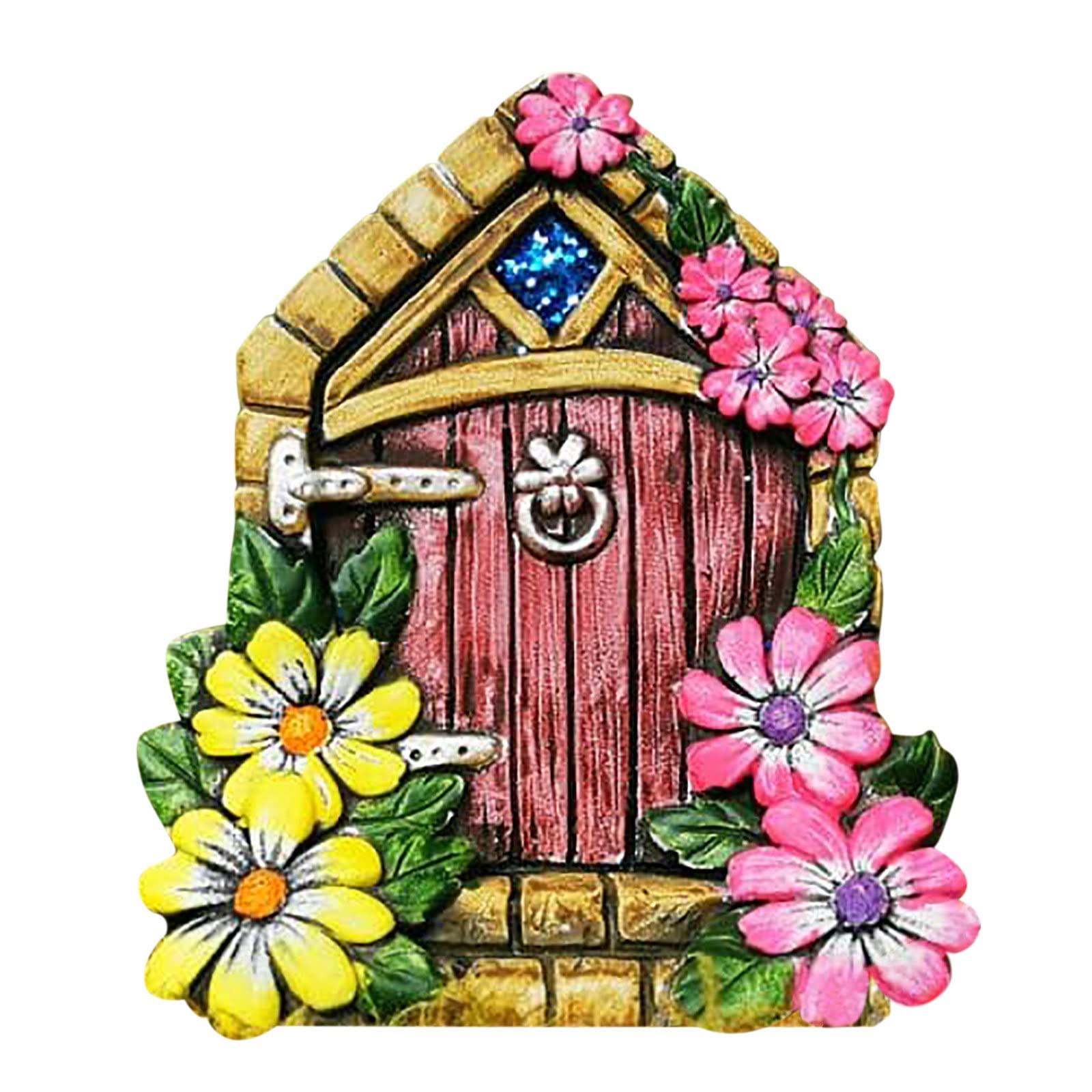 SETOFI Fairy Door, Wooden Fairy Doors for Garden Elf Door Miniature Yard Ornaments for Garden Yard Trees Style P