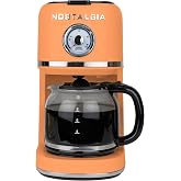 Nostalgia Classic Retro 10 Cup Coffee Maker, Orange | One-Touch Drip Brew, Reusable Filter - Anti-Drip, Auto Shutoff, &amp; Time Display - Dishwasher Safe 50 oz Carafe