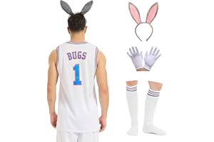 CRIDPOP Mens Basketball Jersey Bugs #1 /Lola #10 Movie Sports Party Jersey White S-XXXL