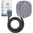 MICTUNING 15Amp 125V AC Port Plug with 20" Integrated Heavy Duty Extension Cord and Water-Resistant Cap - Silver Gray