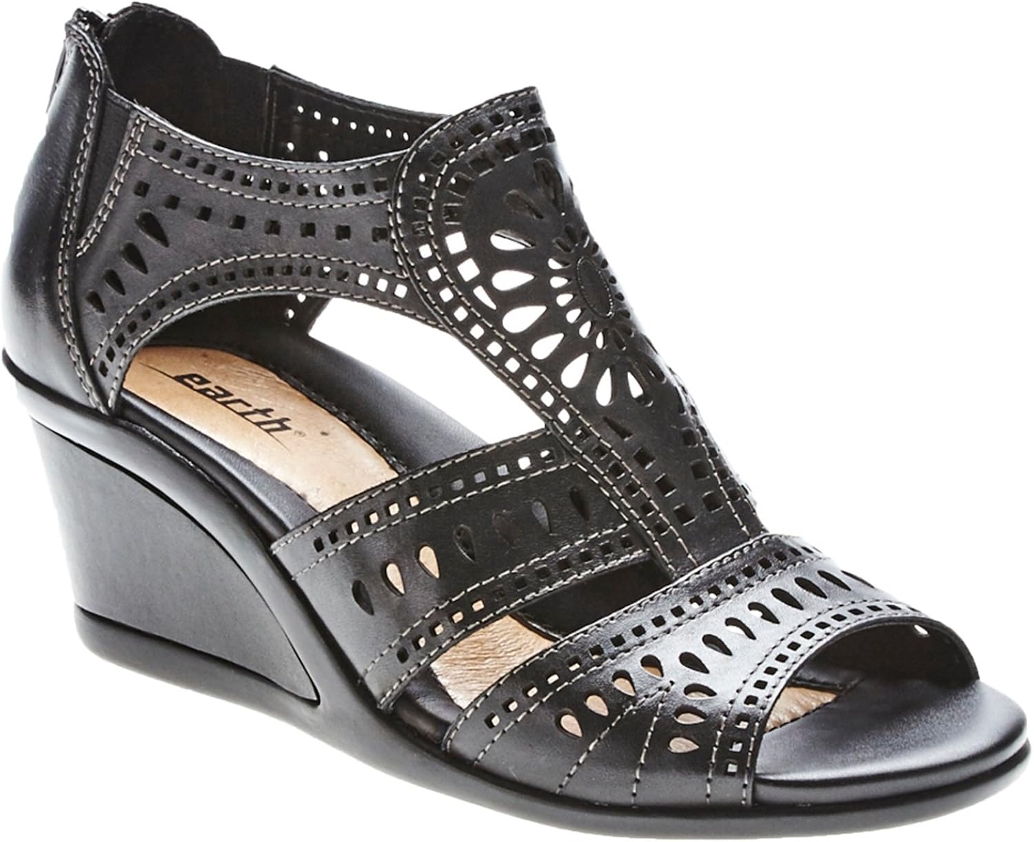 earth leather wedge sandals