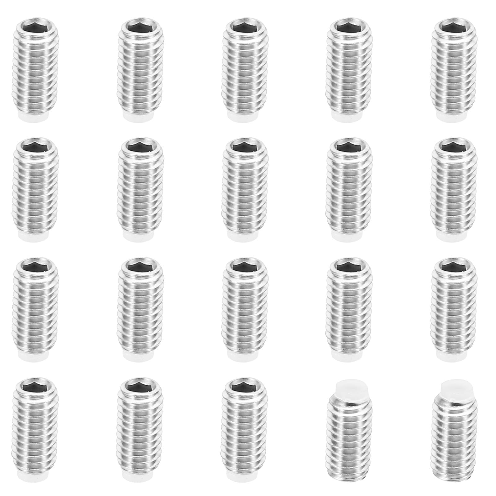 PATIKIL M5x10mm Nylon Tip Grub Screw, 20 Pack Metric Hex Socket Head Cup Point Anti Slip Set Screws Internal Hex Drive Hardware, 304 Stainless Steel