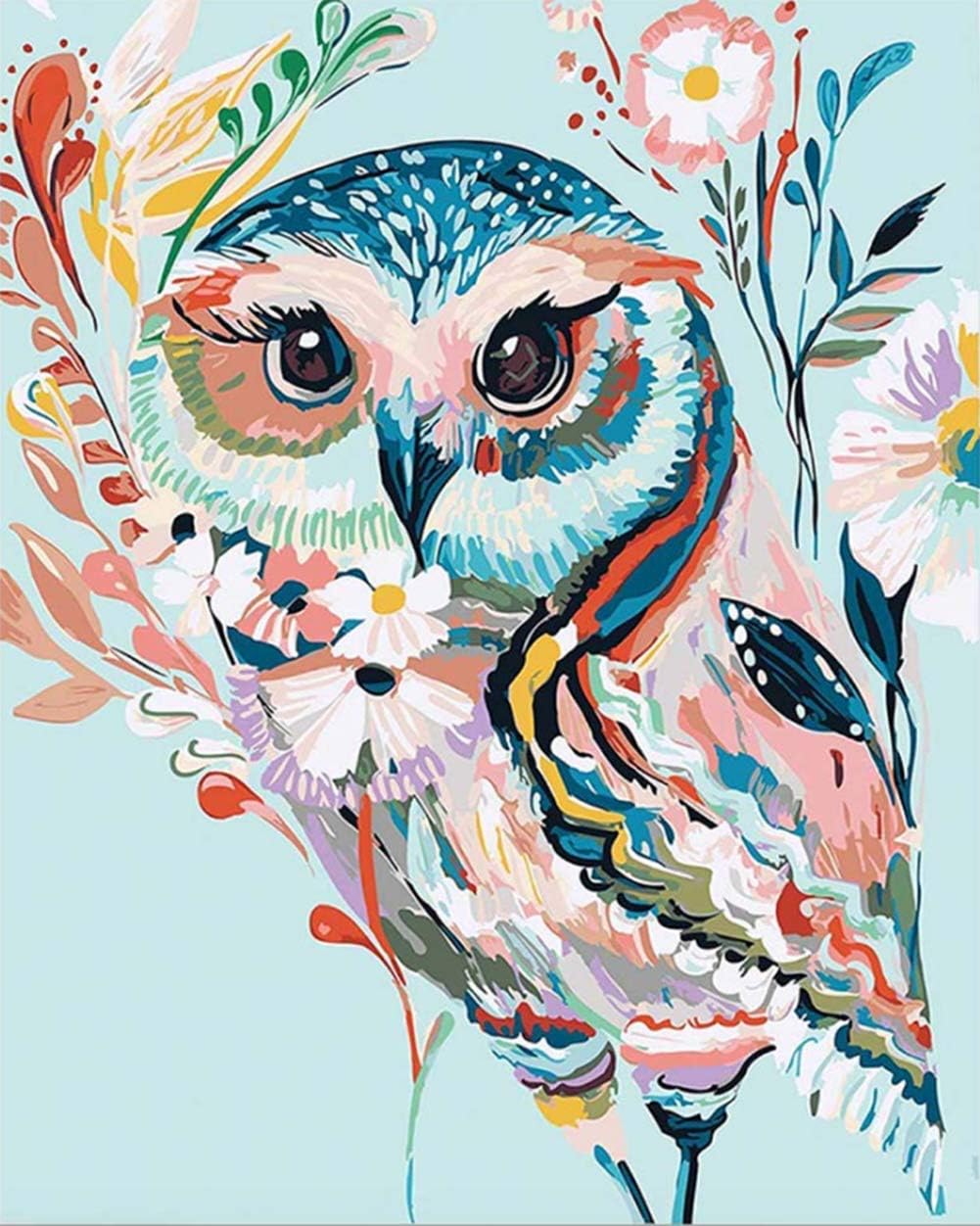 WOWDECOR Paint by Numbers for Adults Beginner Kids Number Painting - Colorful Owl 40x50 cm - Wall Art Gifts (Frameless)