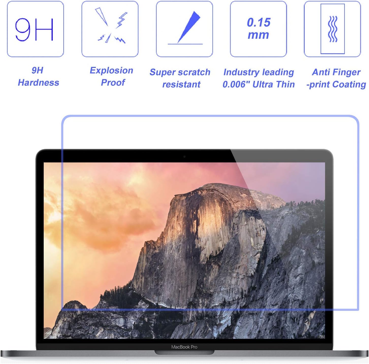 FORITO Tempered Glass Screen Protector for 2016-2019 MacBook Pro 15 Model A1707 A1990, Industry Leading 0.15 mm Almost Invisible, 99.9% HD Clear Not Reduce The Screen Brightness