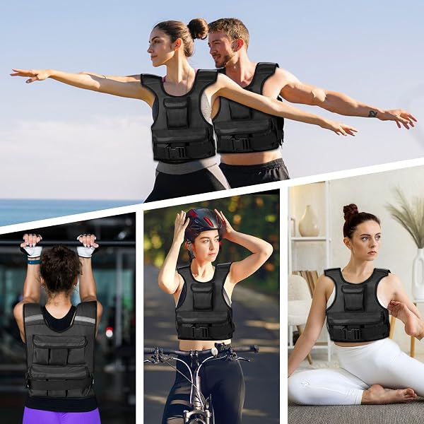 ADJUSTABLE WEIGHTED VEST FOR WOMEN, CUSTOMIZABLE 0-18 LBS STRENGTH TRAINING VEST WITH 10 REMOVABLE SANDBAG, BREATHABLE DESIGN, REFLECTIVE SAFETY STRIPS & MULTI-PURPOSE POCKETS FOR RUNNING, HIKING, AND FITNESS