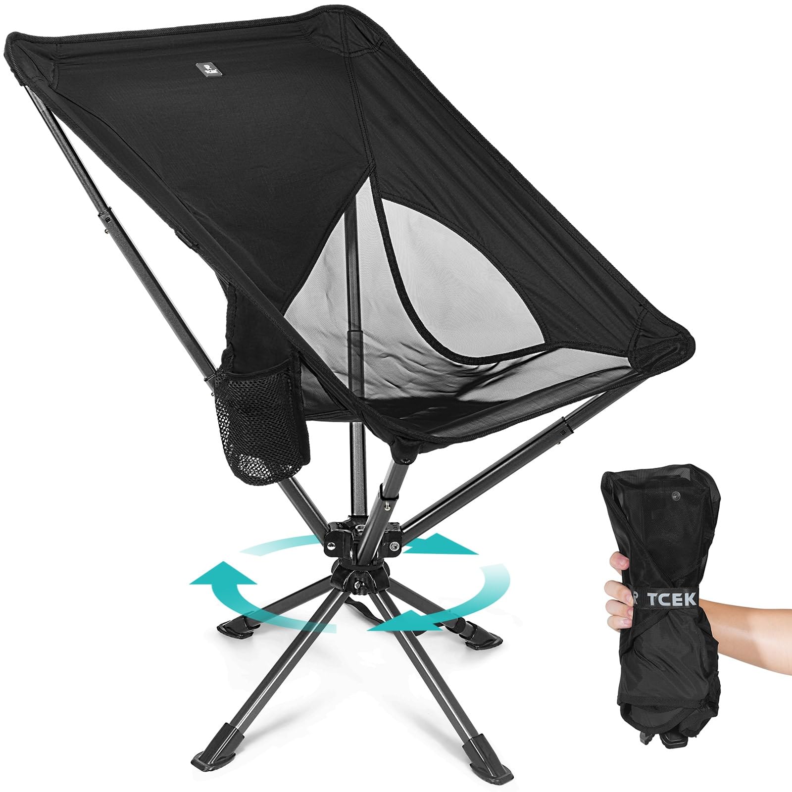 Photo 1 of TCEK Swivel Portable Chair - Small Compact Collapsible Folding Chairs for Adults, Setup in 8 Seconds, Lightweight Outdoor Backpack Chair for Camping, Travel, Hiking, Beach, Support 300 LBS